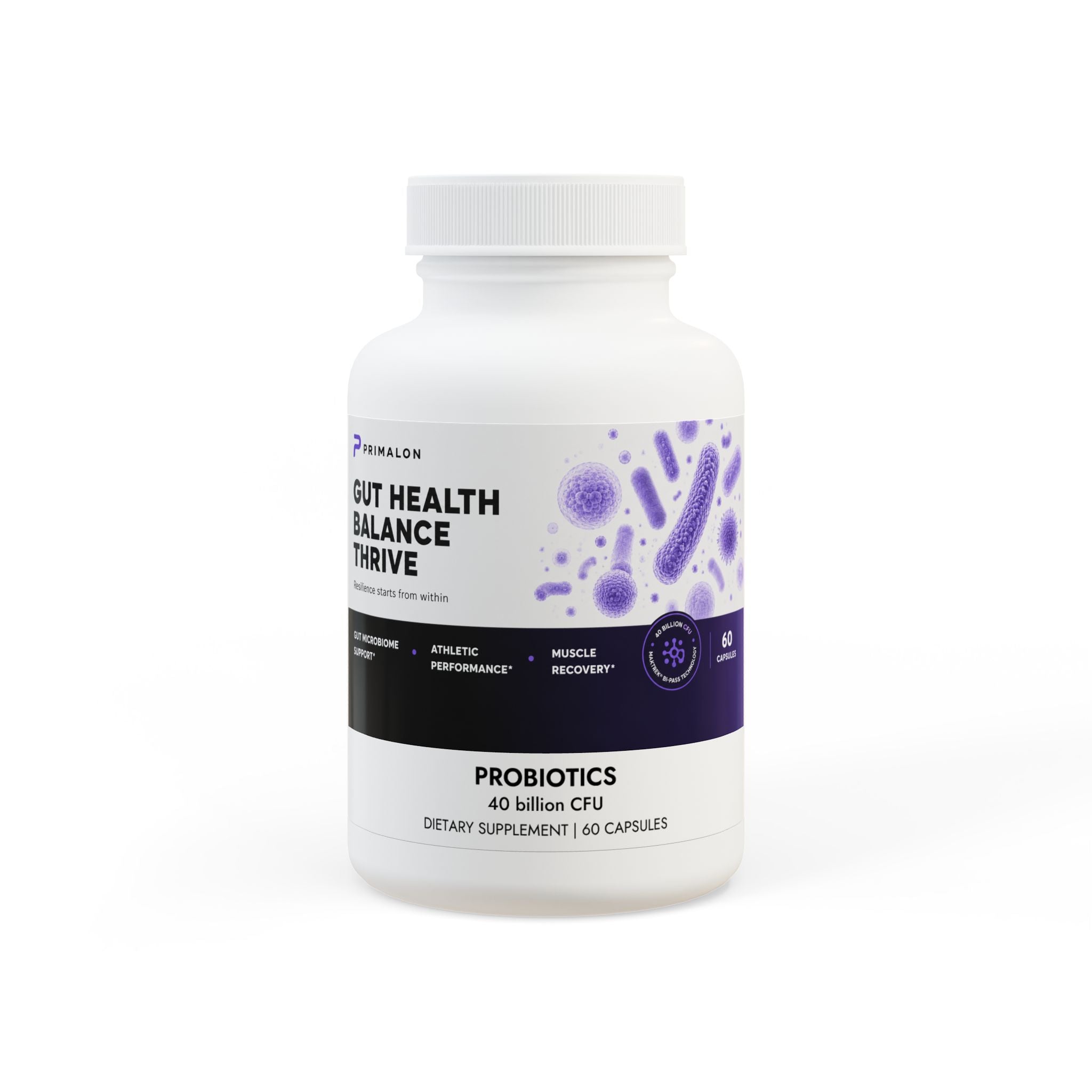 Primalon Probiotics Supplement 60 Capsules | 40 Billion CFU MAKTREK® | Gut Health, Immunity & Athletic Recovery