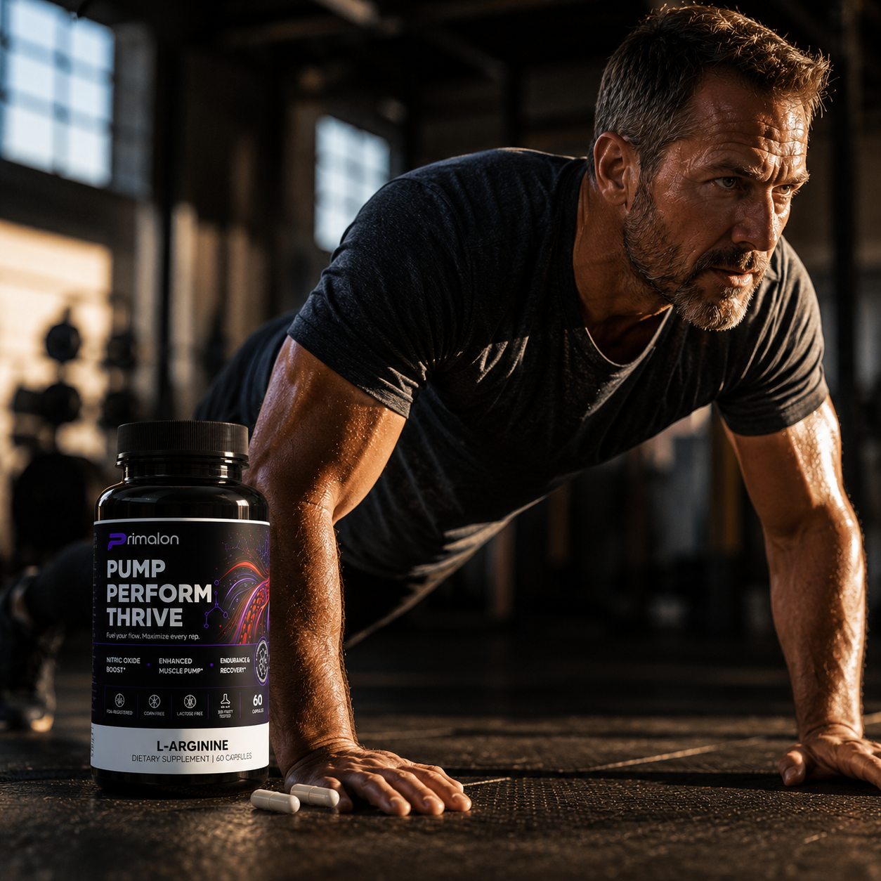 Primalon L-Arginine Supplement 60 Capsules | L-Citrulline Beta Alanine Nitric Oxide Pump & Endurance | Non-GMO