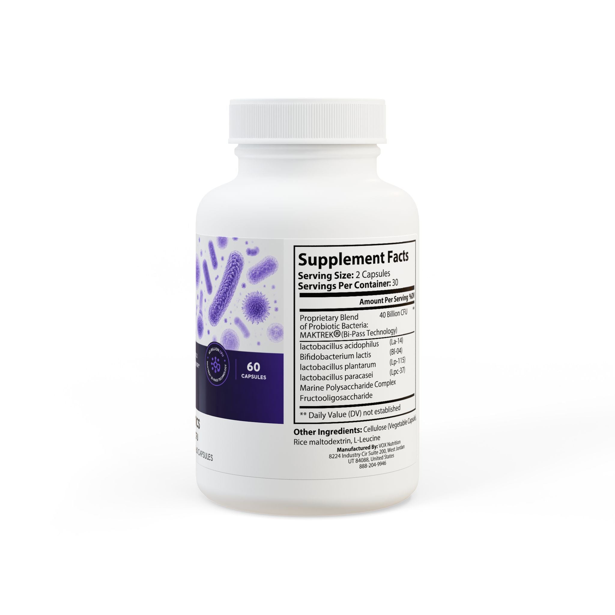 Primalon Probiotics Supplement 60 Capsules | 40 Billion CFU MAKTREK® | Gut Health, Immunity & Athletic Recovery