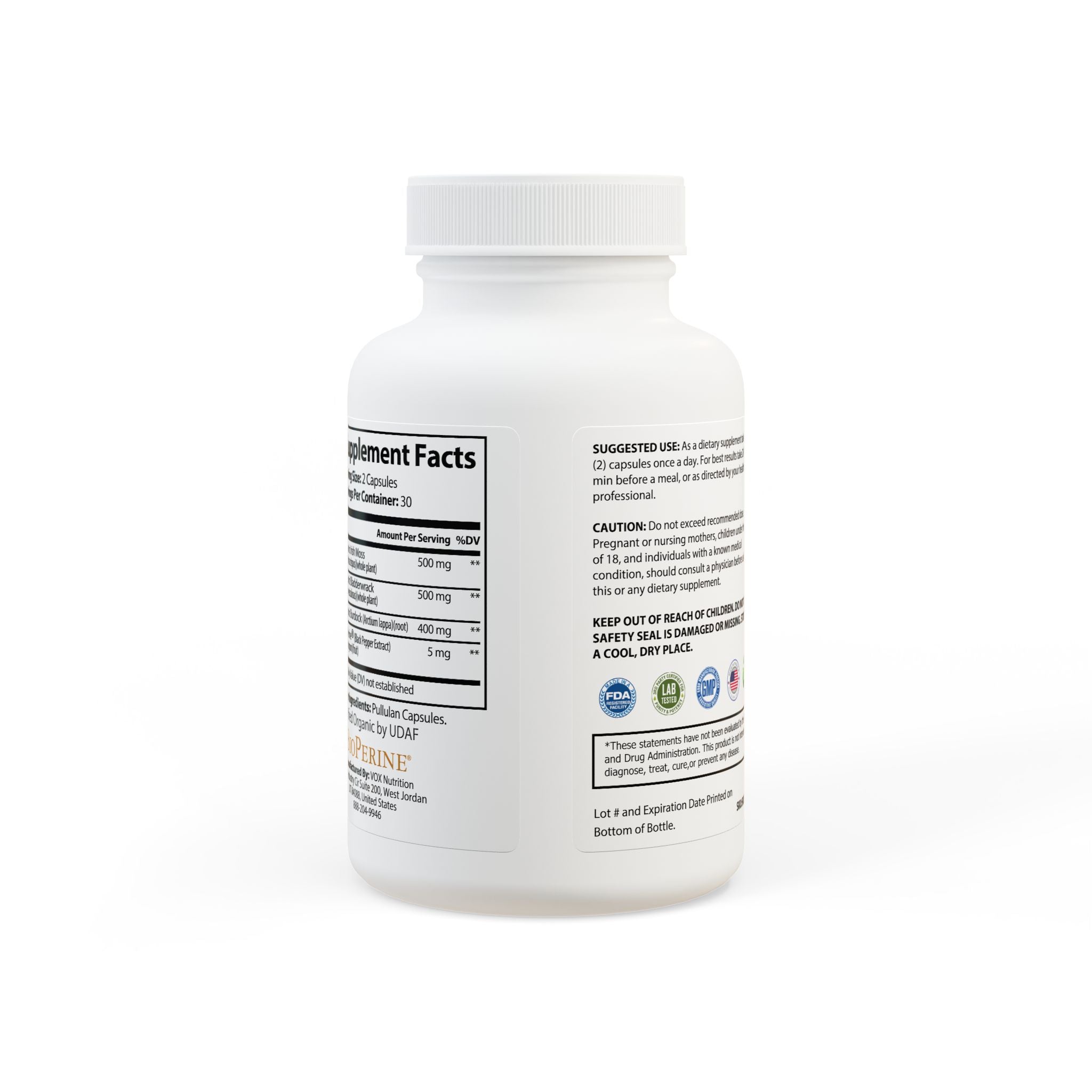 Primalon Sea Moss Supplement 60 Capsules | 92 Minerals Irish Moss Bladderwrack Burdock BioPerine® | Vegan Non-GMO