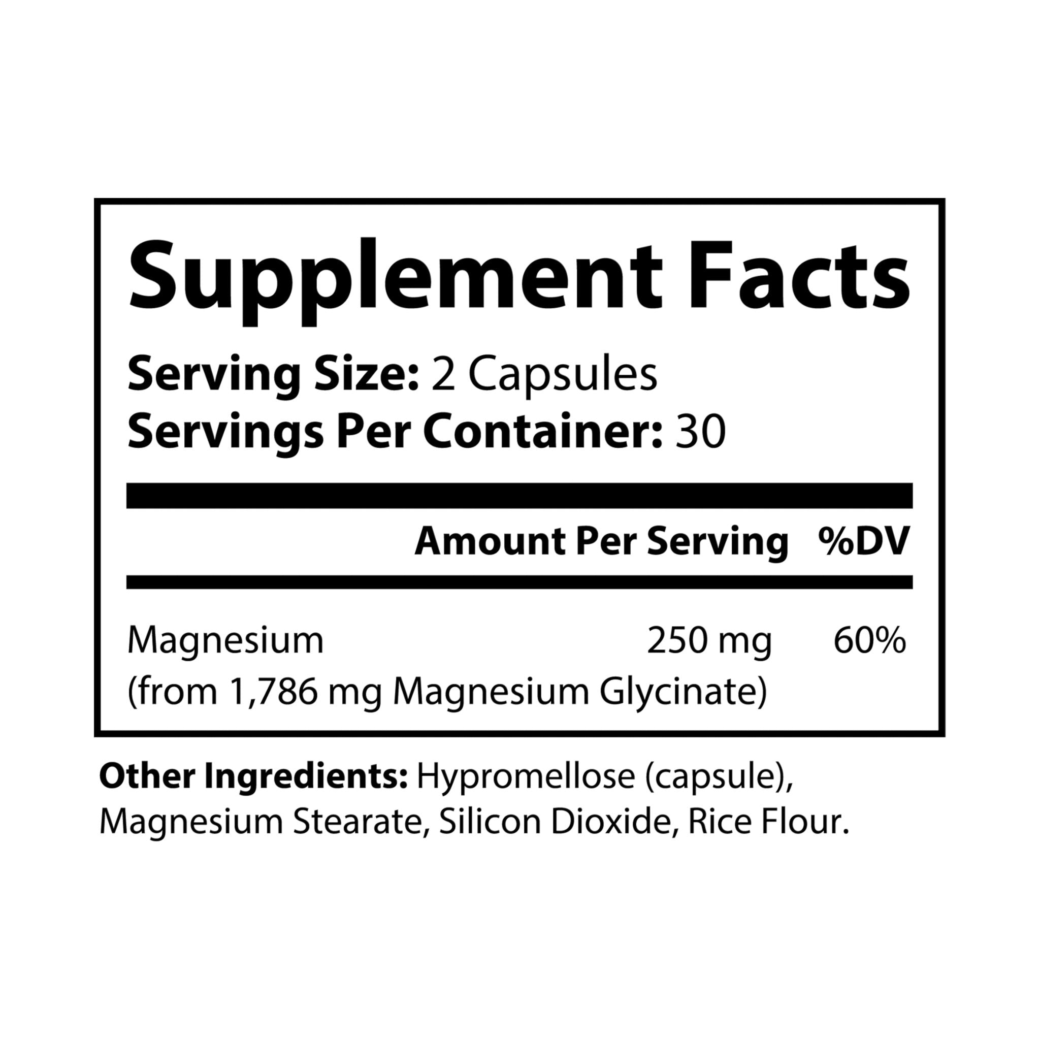 Primalon Magnesium Glycinate Supplement 60 Capsules | Sleep, Muscle Recovery & Stress Support | Non-GMO Vegan