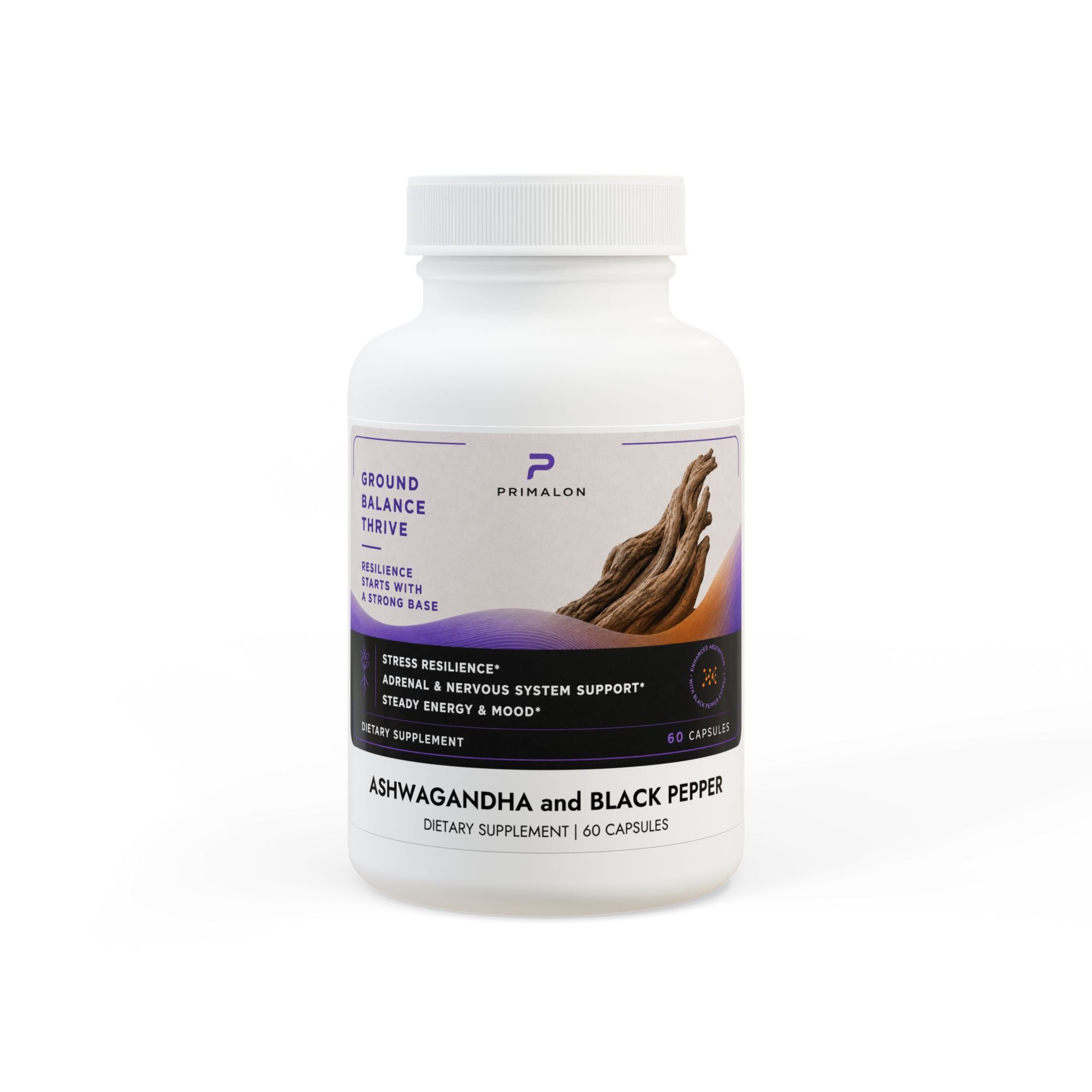 Ashwagandha and Black Pepper Supplement (60 capsules)