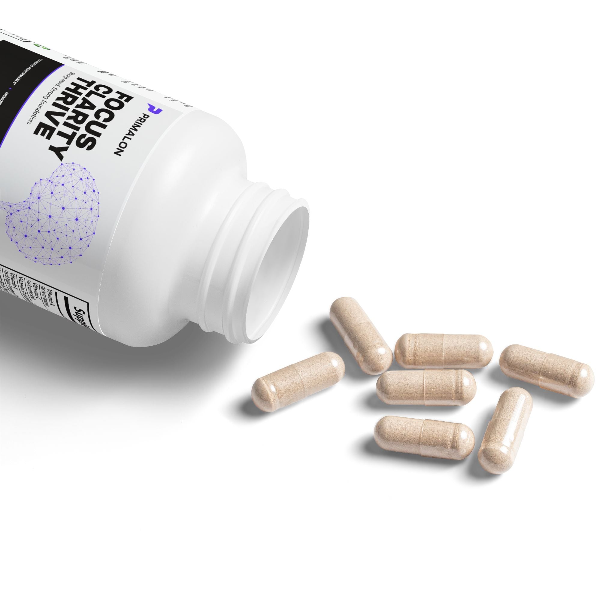 Primalon Brain Support Complex 60 Capsules | Focus, Memory & Mental Clarity | Nootropic Supplement Non-GMO