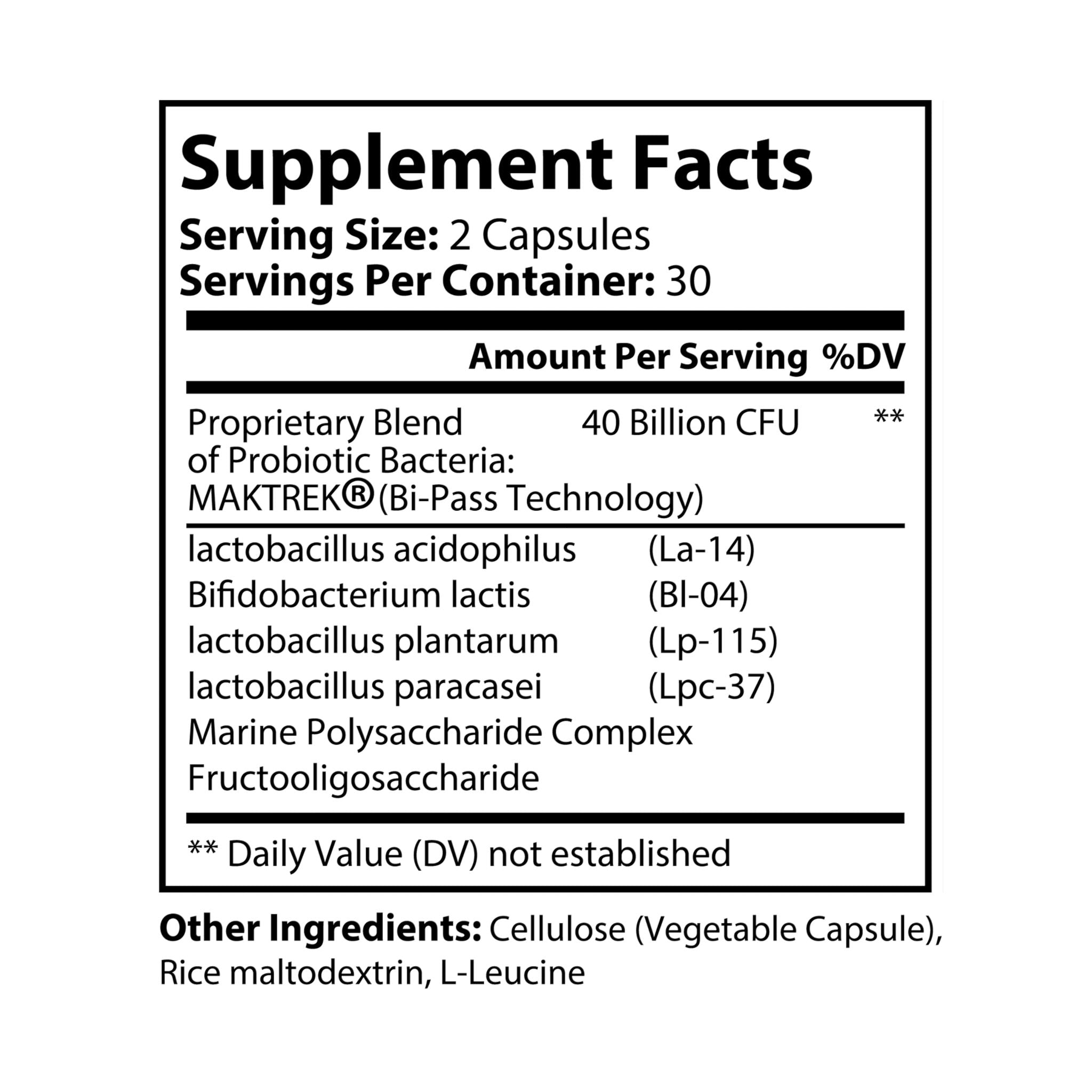 Primalon Probiotics Supplement 60 Capsules | 40 Billion CFU MAKTREK® | Gut Health, Immunity & Athletic Recovery