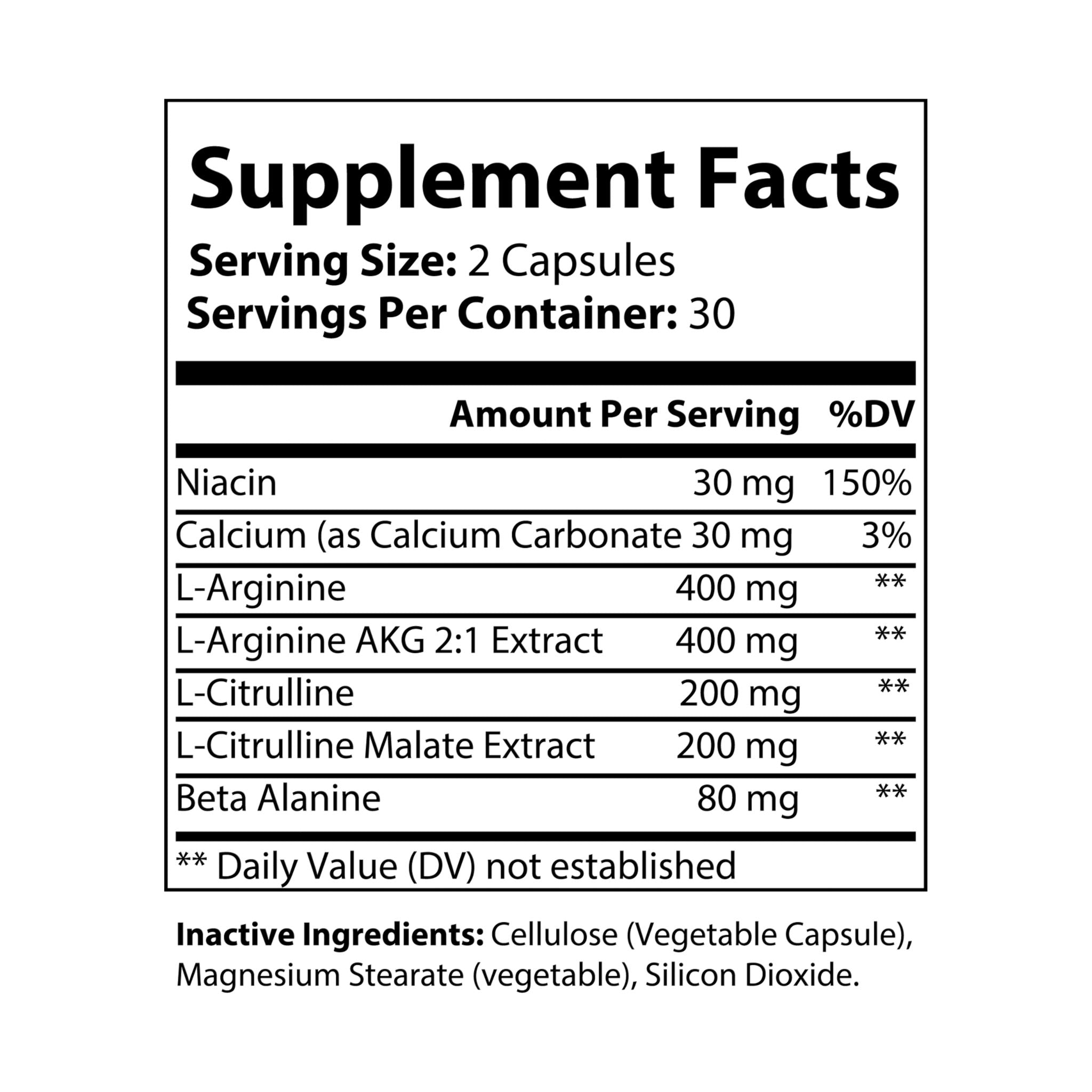 Primalon L-Arginine Supplement 60 Capsules | L-Citrulline Beta Alanine Nitric Oxide Pump & Endurance | Non-GMO