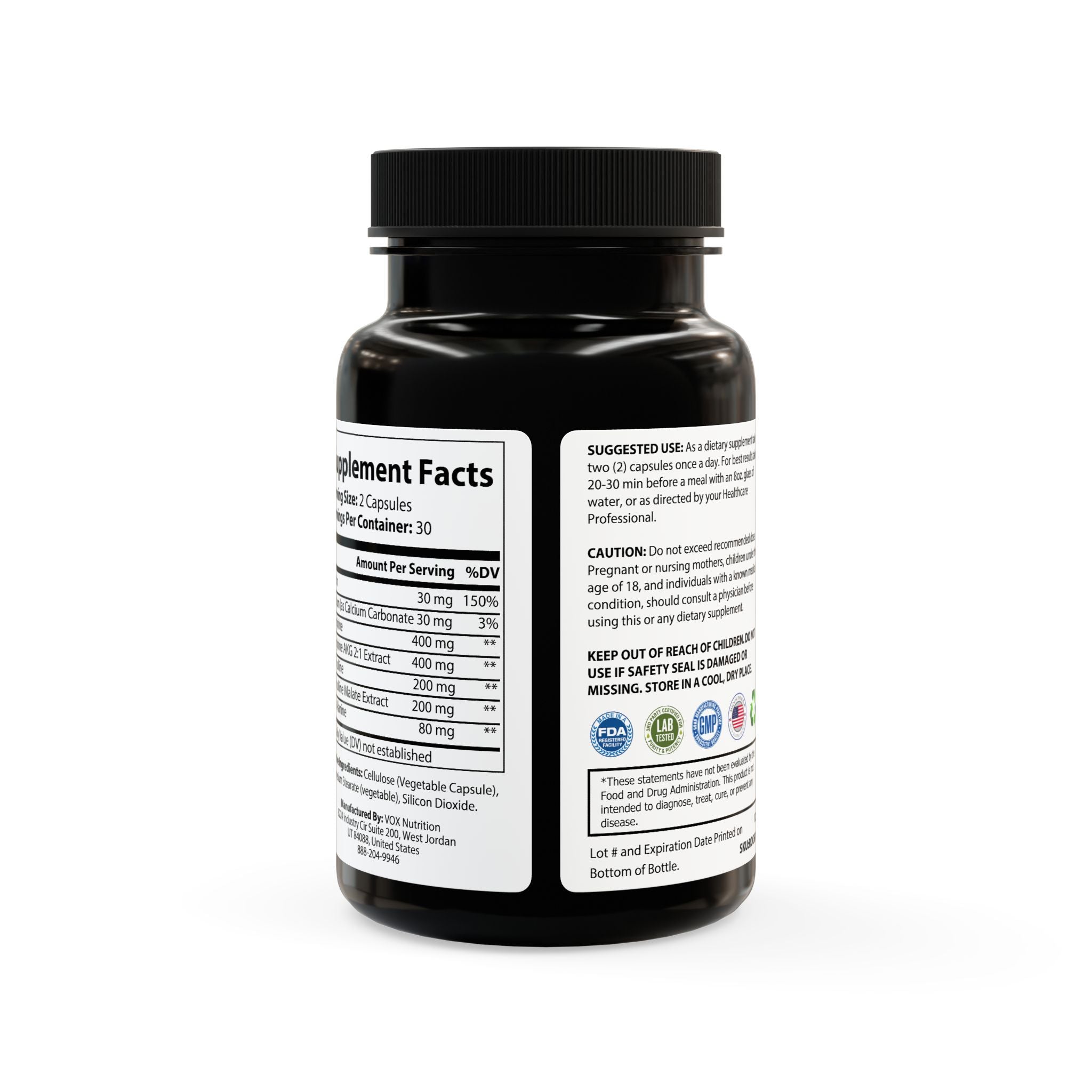 Primalon L-Arginine Supplement 60 Capsules | L-Citrulline Beta Alanine Nitric Oxide Pump & Endurance | Non-GMO